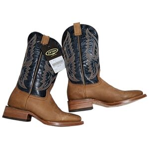 J.B. Dillon Cowboy Boots in Brown and Blue